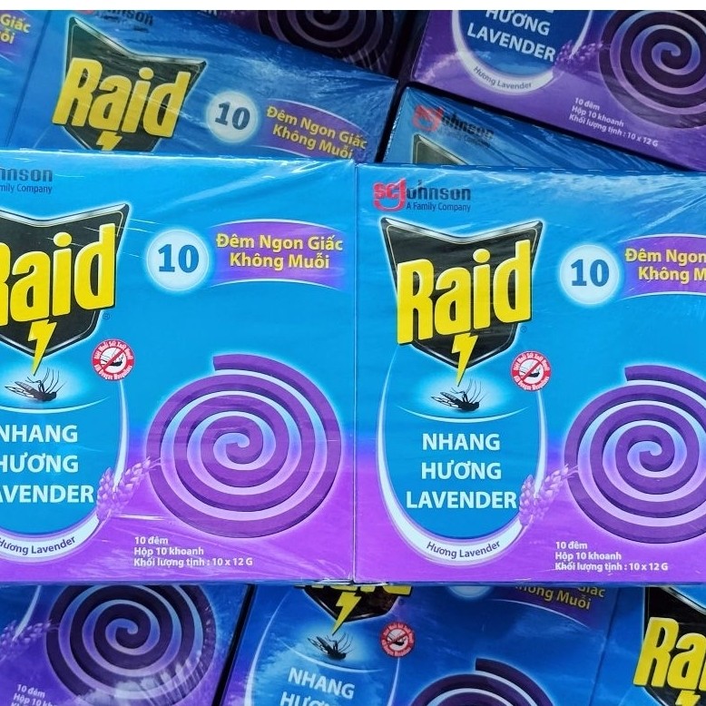 LỐC 6 HỘP NHANG MUỖI RAID, NHANG HƯƠNG LAVENDER