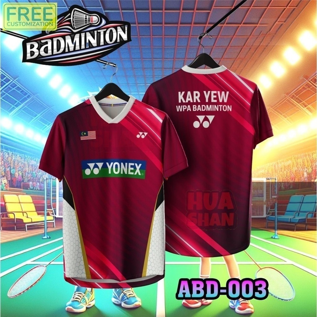 TÊN TÙY CHỈNH MIỄN PHÍ MALAYSIA BADMINTON JERSEY [ALL ENGLAND 2026], MALAYSIA BADMINTON JERSEY 2026 
