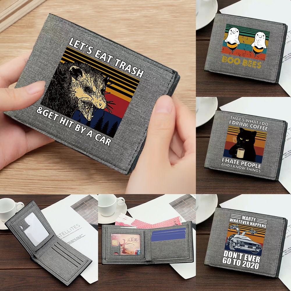 Wallet Vintage Business Wallet Pew Printing  Students Key Coin Storage Purse Bank ID Cardholder Clut