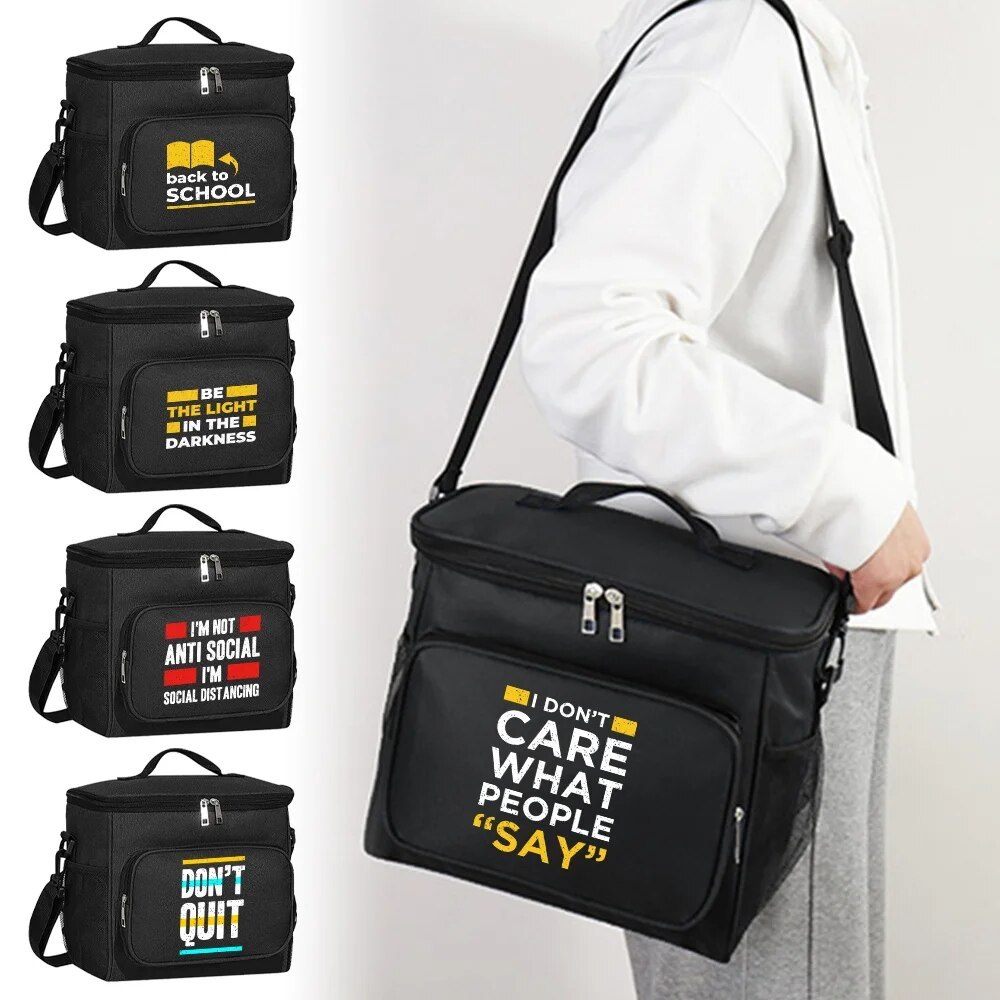 Lunch Bag Cooler Lunch Box Bag Portable Insulated Thermal Picnic Bag phrase Series