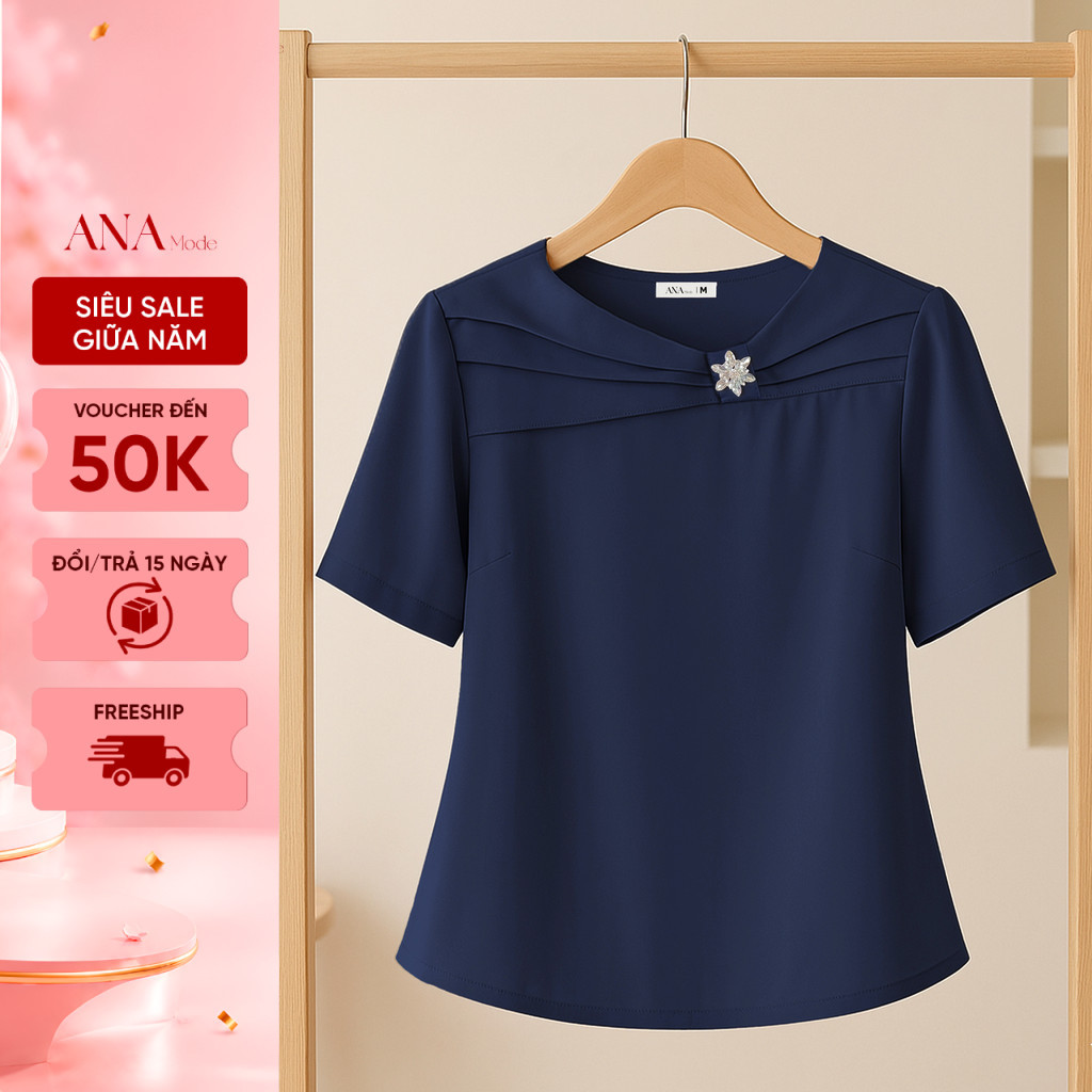 Áo Kiểu Công Sở Nữ ANA Mode Chất Liệu Tằm Ý Thanh Lịch Đi Tiệc Quà Tặng Mẹ AK25VHD05