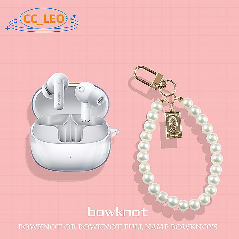 for Baseus BP1 Pro Case Clear Soft Case Cute Pearl Bracelet Keychain Pendant Suitable for Baseus M3s