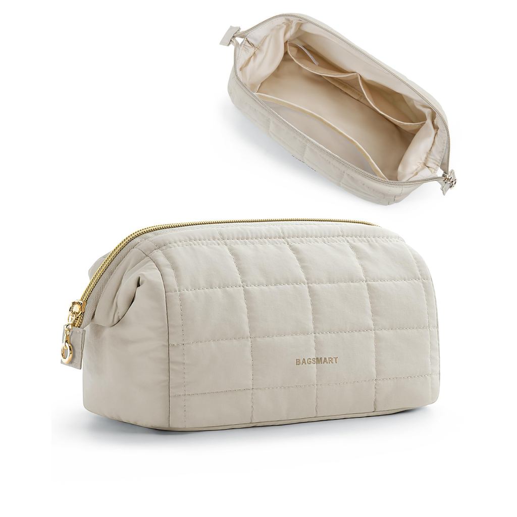 BAGSMART Ladies Makeup Pouch Cosmetic Pouch, beige
