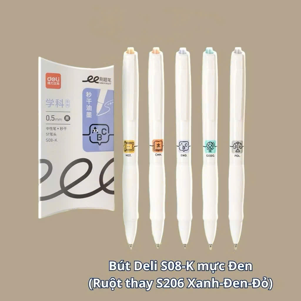 (Combo 8 cây) Bút Gel Hot Trải Nghiệm Deli Các Loại EG299 - EG235 Thiết Kế Vỏ Trong Suốt Ngòi 0.5mm