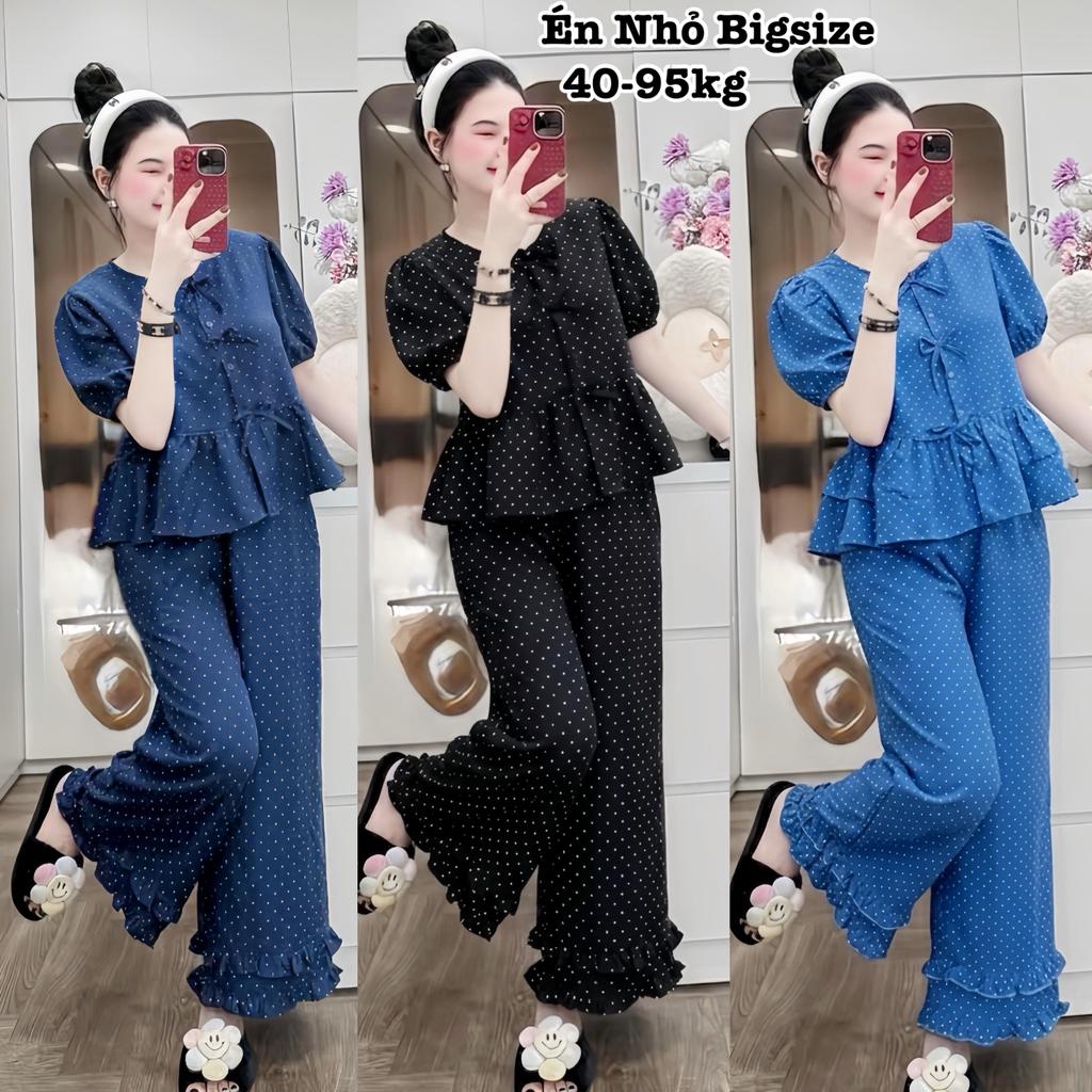 Set Bộ Dài Bigsize Nữ Áo Bèo Babydoll Quần Suông Nhún Bèo Form Rộng Thoải Mái Thiết Kế Hot Trend Xin