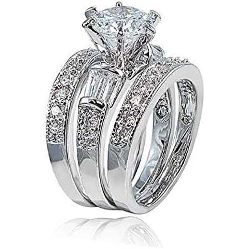 92inicSize Nhẫn Công Chúa Bling CubicVintageSetZirconiCut6icPromiseCZPlatinumEngagementS ✷ ❈ Pedgie 