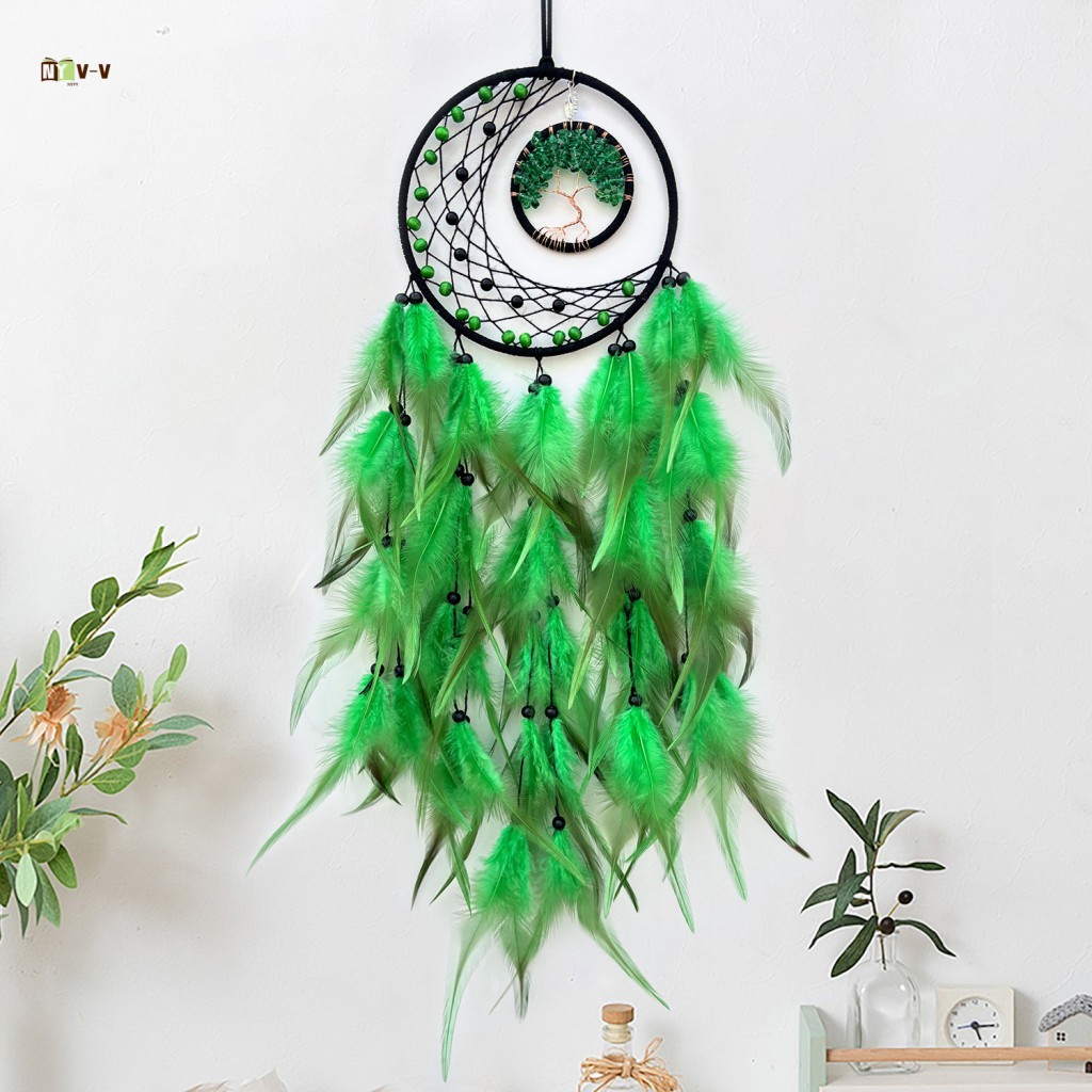Treo tường Dreamcatcher dệt tay - Feather Tree of Life Trang trí nội thất Bắc Âu