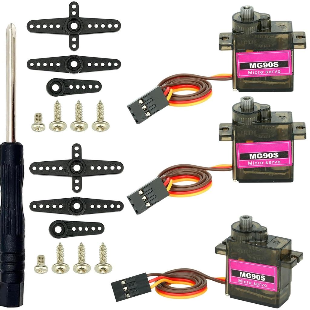 WWZMDiB 3 Chiếc MG90S Micro Servo Motor 14g Full Metal Gear Tương Thích Với Arduino Raspberry Pi RC 