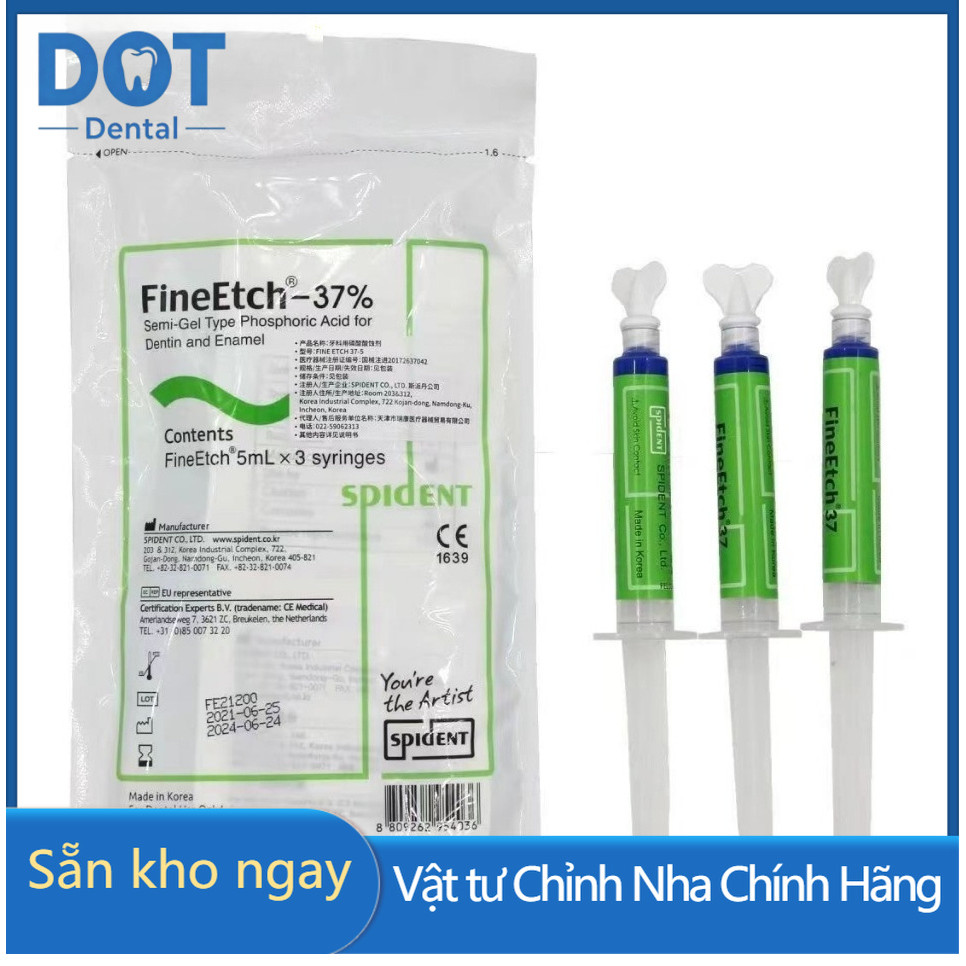 DOT 3pcs Etching nha khoa Prime Dent Korea Spident Etching agent 5ml * 3 chiếc 37% vật liệu nha khoa
