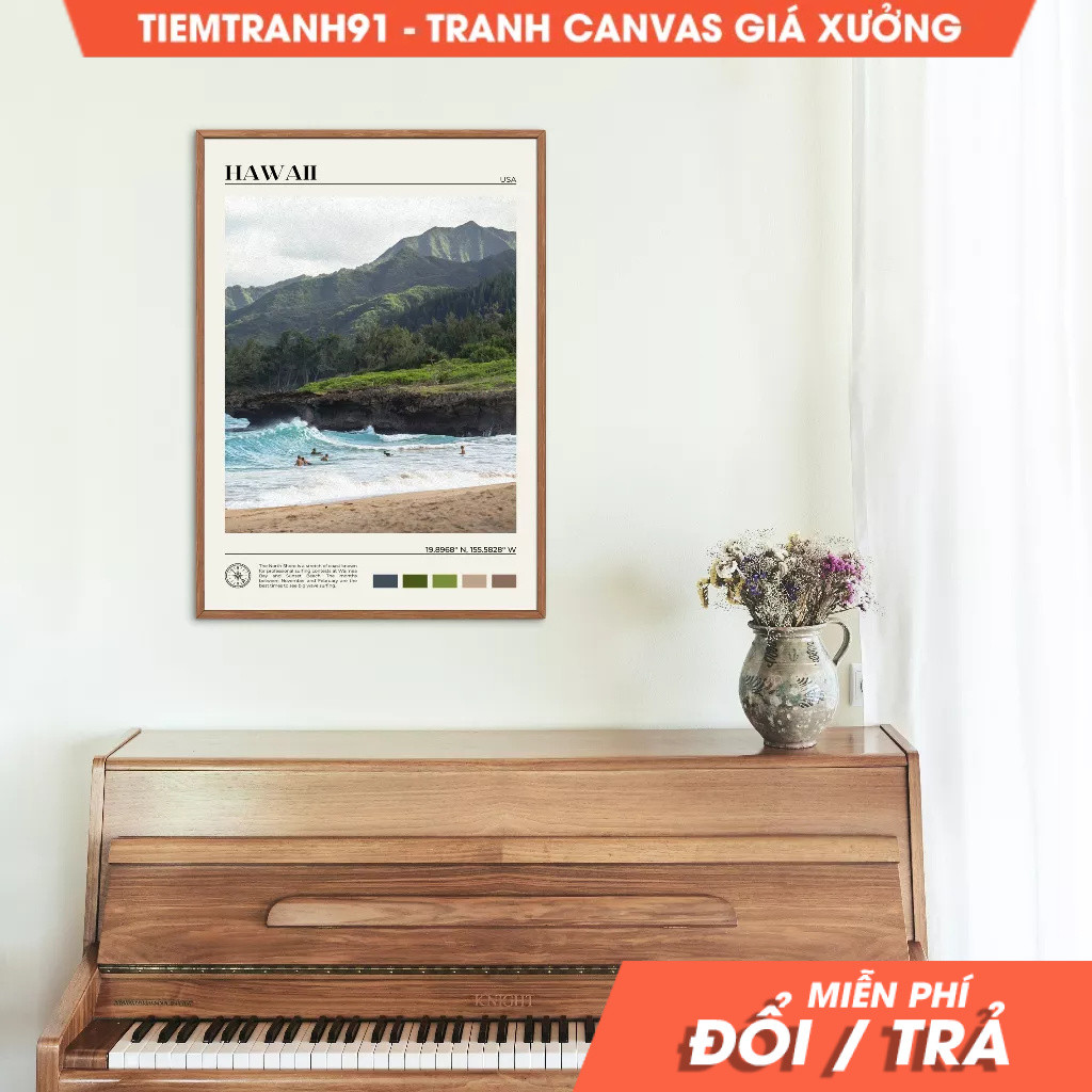 Tranh treo tường, Oil Paint, Hawaii Wall Art, Hawaii Poster, Hawaii Photo, Hawaii Wall Decor, Hawaii