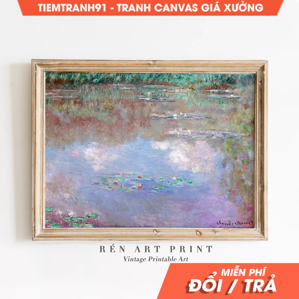 Tranh treo tường, Vintage Spring Painting Wall Art Claude Monet Water Lilies Wall Art Claude Monet F
