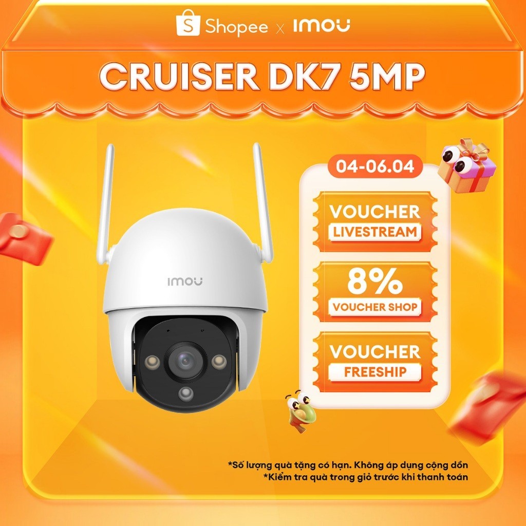 Camera Wifi ngoài trời Imou Cruiser DK7 I 3MP/5MP I Chống nước IP66 I Loa cảnh báo I Màu về đêm - NV