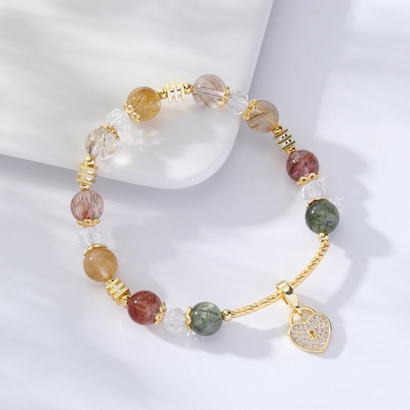 Popular~Natural colored crystal shell pendant bracelet, red crystal pearl crystal bracelet, light lu