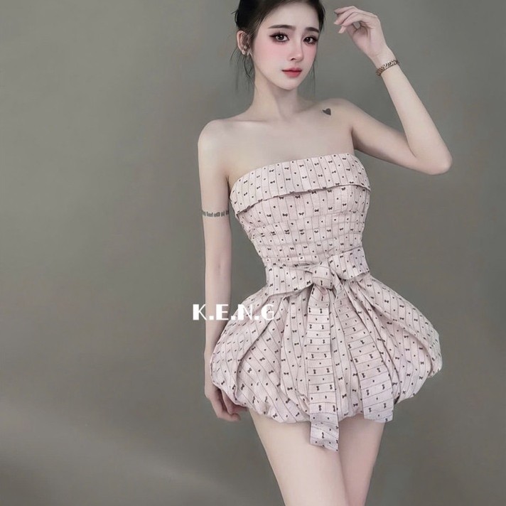 Đầm cup ngực nơ chân  bí KENG  BYJOLIE