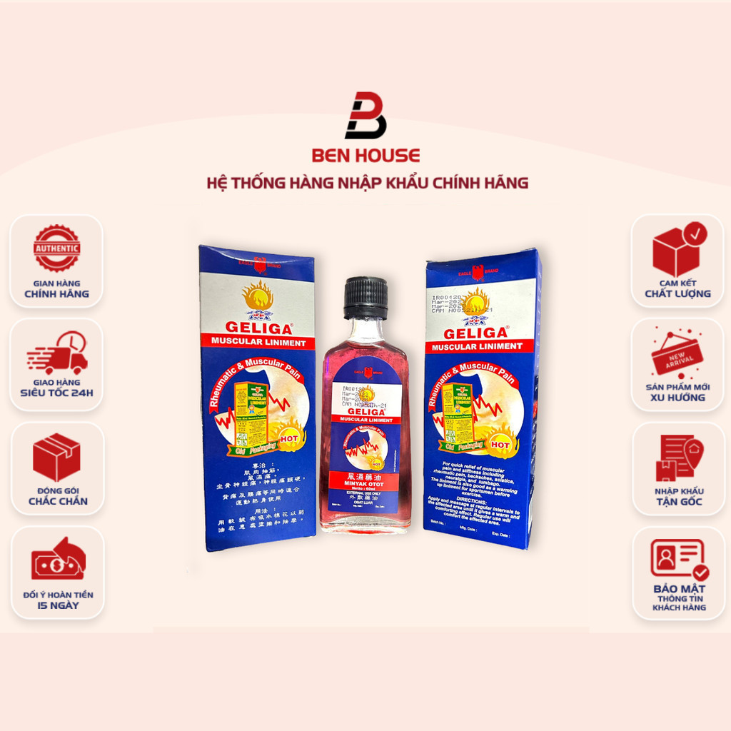 DẠNG NƯỚC - Dầu Gió Nóng Xoa Bóp Geliga Muscular Liniment Indonexia 60ml
