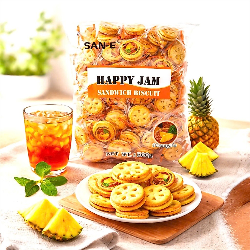 Bánh Quy Kẹp Nhân Mứt Giảm Ngọt 2 Vị Việt Quất Và Vị Dứa Thơm Ngon, Giòn Xốp Hương Vị Trái Cây 320g