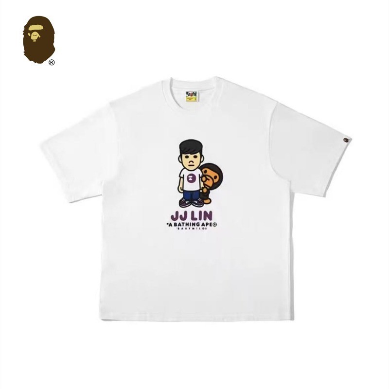 BAPE Ape Head × JJ Lin Street Style Áo thun nam 100% Cotton cỡ lớn