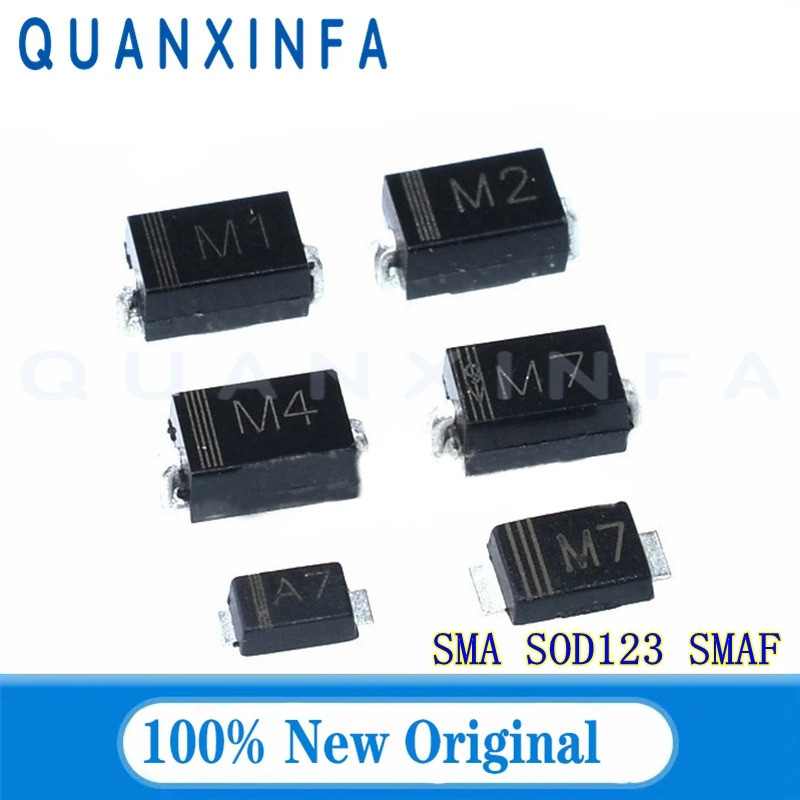 100 Chiếc 1N4007 M7 SMA 1N4002 M2 1N4004 M4 1N4001 M1 1N4007W A7 SOD123FL M7F Schottky Diode Còn Hàn