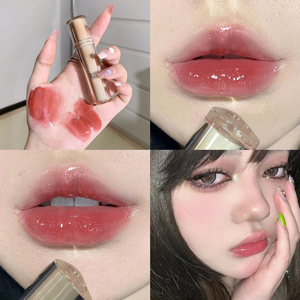 Cappuvini Ice Tea Mirror Lip Gloss Water Gloss Lip Gloss Glass Jelly Lip Triangle Transparent Tube S