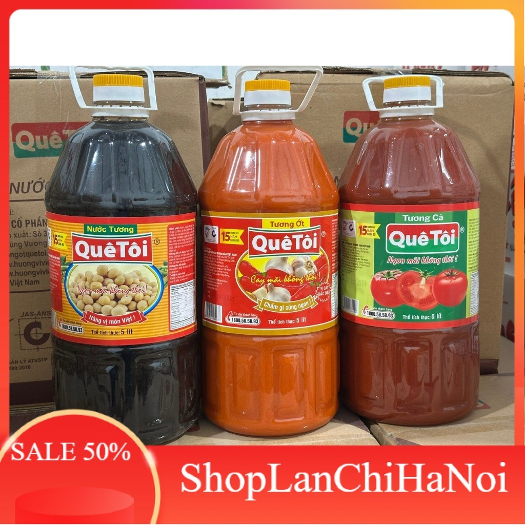 Can 5 Lít Nước Tương, Tương ớt, Tương cà hiệu QUÊ TÔI