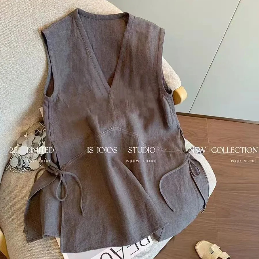 Áo Nữ Cổ Chữ V Phong Cách Tiền Cũ Mới Rời Slim