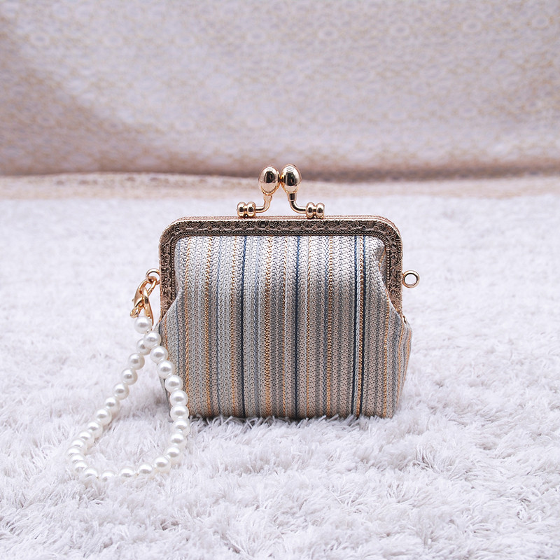 Yijin Handmade Retro Vải Handmade Miệng Vàng Ví Mini Ví Tai Nghe Túi Chìa Khóa Thẻ Ngân Hàng