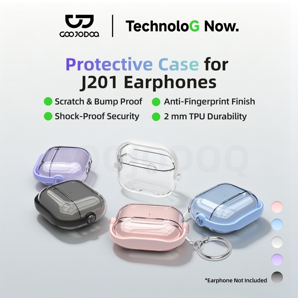 Ốp bảo vệ trong suốt tai nghe Bluetooth GOOOJodoQ, Chất liệu TPU chống vân tay, Tương thích với J201