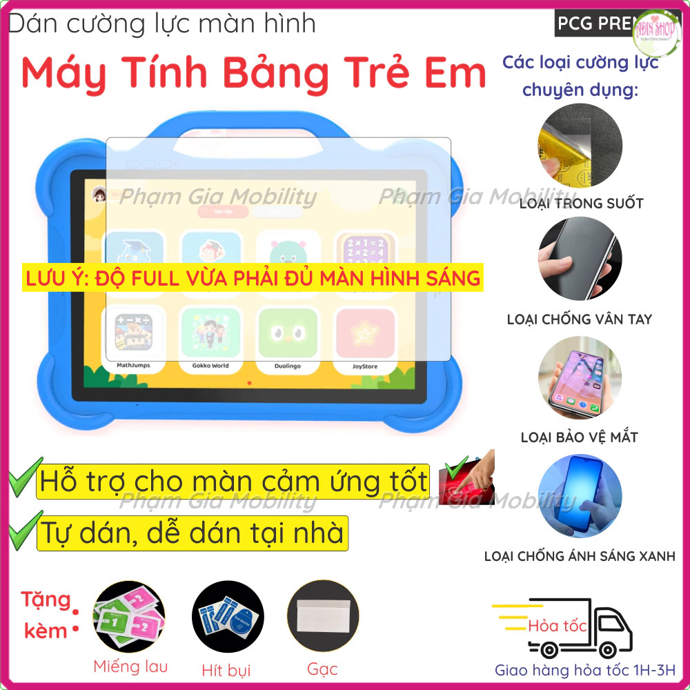 Dán cường lực màn hình dành cho tablet, máy tính bảng học tập trẻ em dành cho các dòng Winny, K15 K1