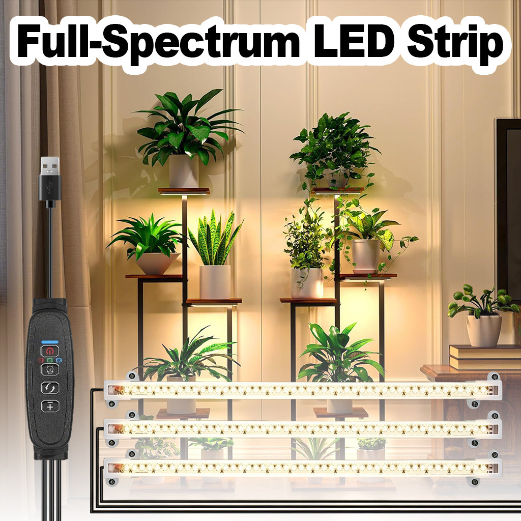1-4Head Full Spectrum LED Grow Light Strips Có thể điều chỉnh độ sáng với hẹn giờ Thủy canh USB 220m