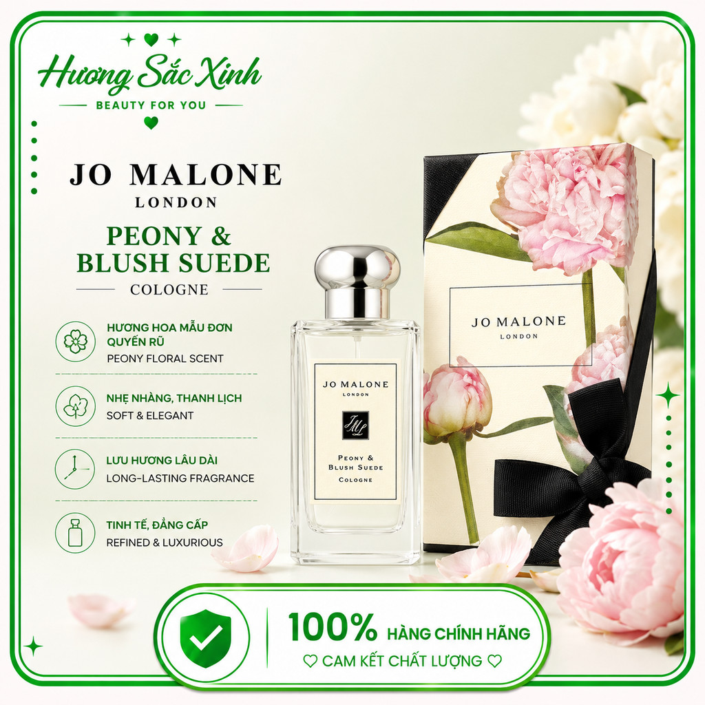 【Chính Hãng】Nước Hoa Jo Malone Peony & Blush Suede Cologne Thơm Lâu Thanh Lịch 9ML/30ML/100ML