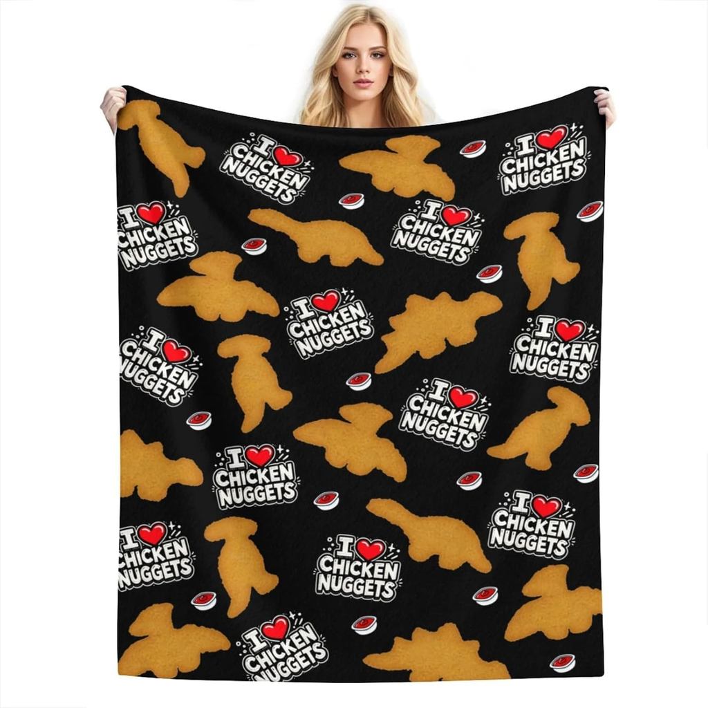Chăn Nugget Gà, Chăn Dino Nugget, Chăn Thức Ăn Vui Nhộn, Quà Tặng Gà Nugget, Chăn Nugget 50 "x40", Q