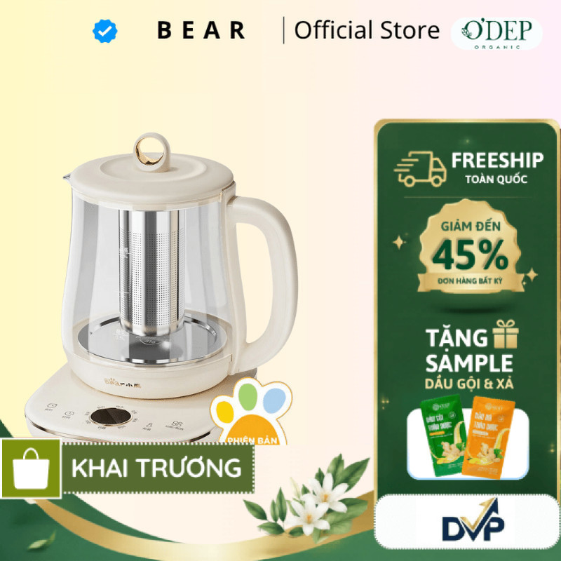 Ấm Đun Pha Trà 1.5L Siêu Tốc Bear YSH-E15M1 - Hàng Chính Hãng - SHOP DVP