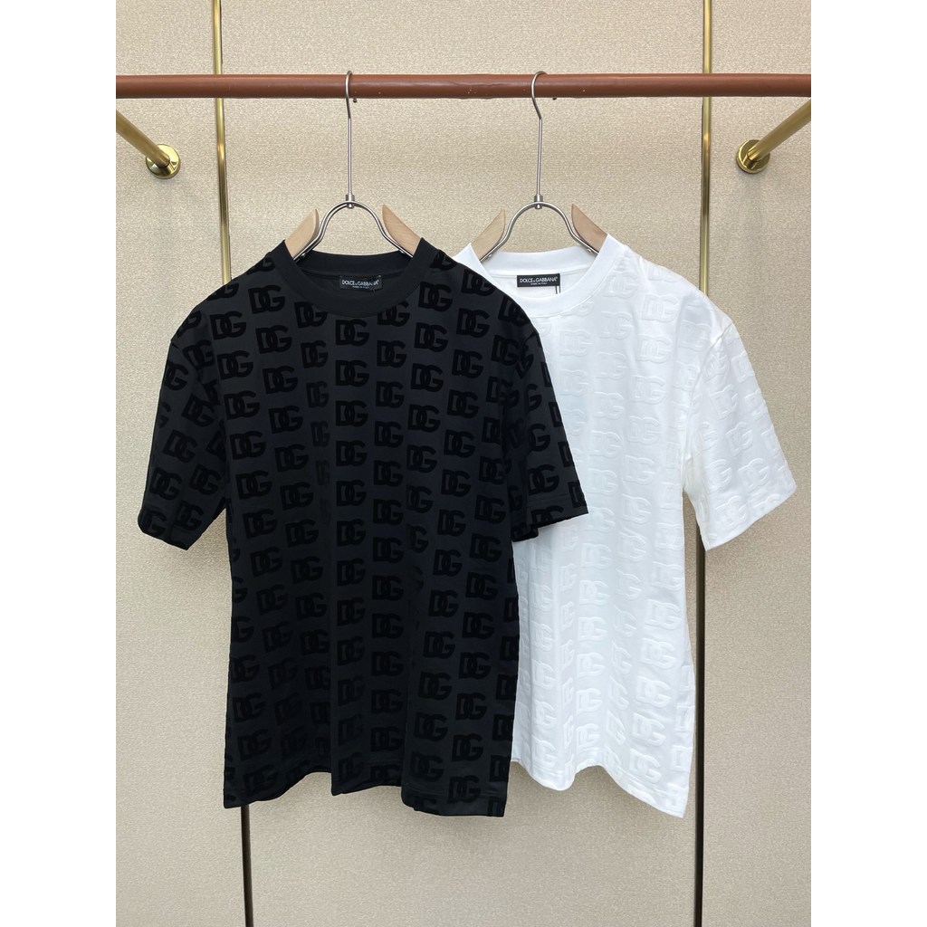 Dolce & Gabbana Dolce & Gabbana Dolce & Gabbana Áo thun ngắn tay mùa hè Kích thước lớn Phong cách cổ
