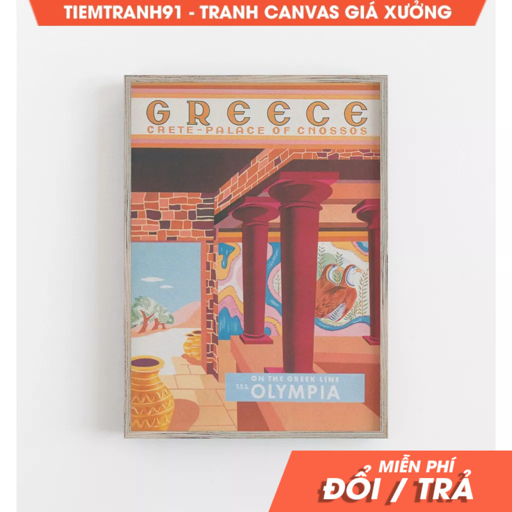 Tranh treo tường, Greece Wall Art, Vintage Wall Art, Crete Print, Greece Poster, Retro Wall Decor, t