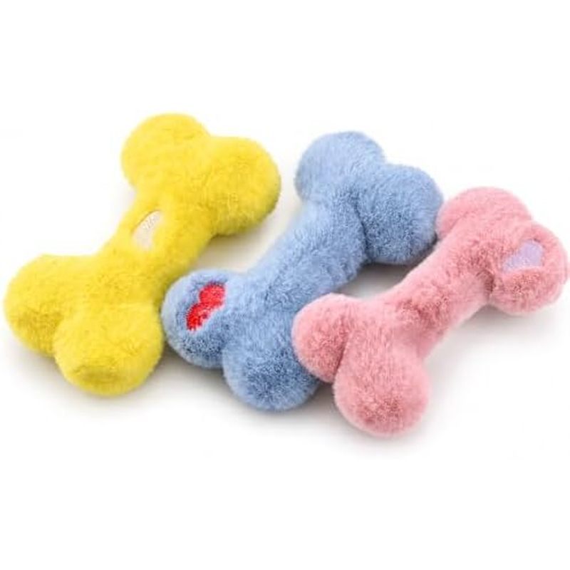 Dog Toys for Small Dogs 3 Pack, Squeaky Plush Bone Toys for Puppies & Small Breeds, Soft Stuffed Pup