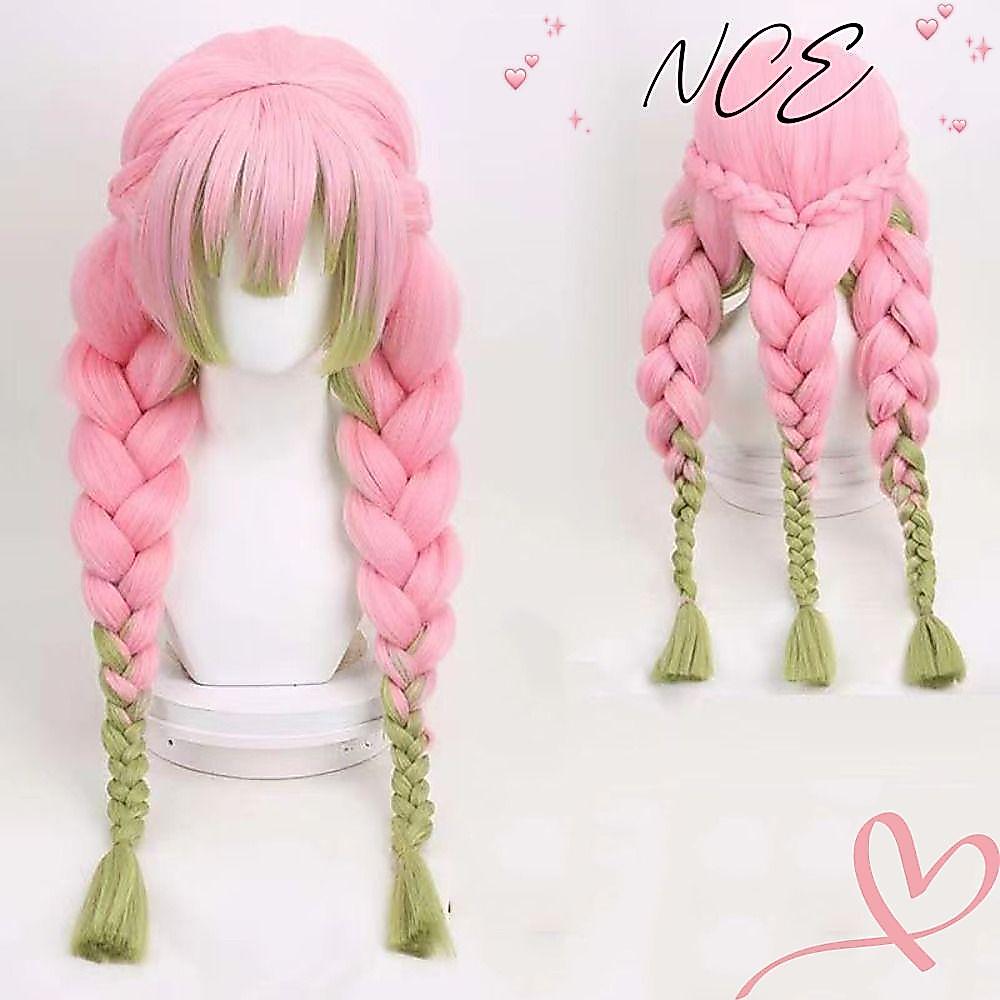 NCE Demon Slayer Cosplay Tóc Giả, Long Demon Slayer Kimetsu no Yaiba, Chịu Nhiệt Tổng Hợp Mitsuri Ka