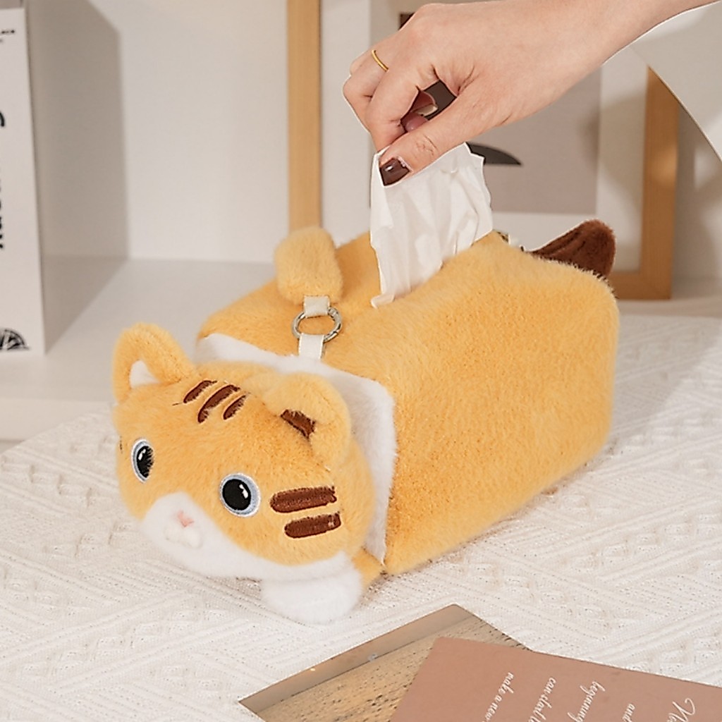 Fuzzy Feline Khăn Giấy Fuzzy Feline Hộp Đựng Khăn Giấy Bao Phụ Kiện Gia Đình Trang Trí Kéo Qua Cho M