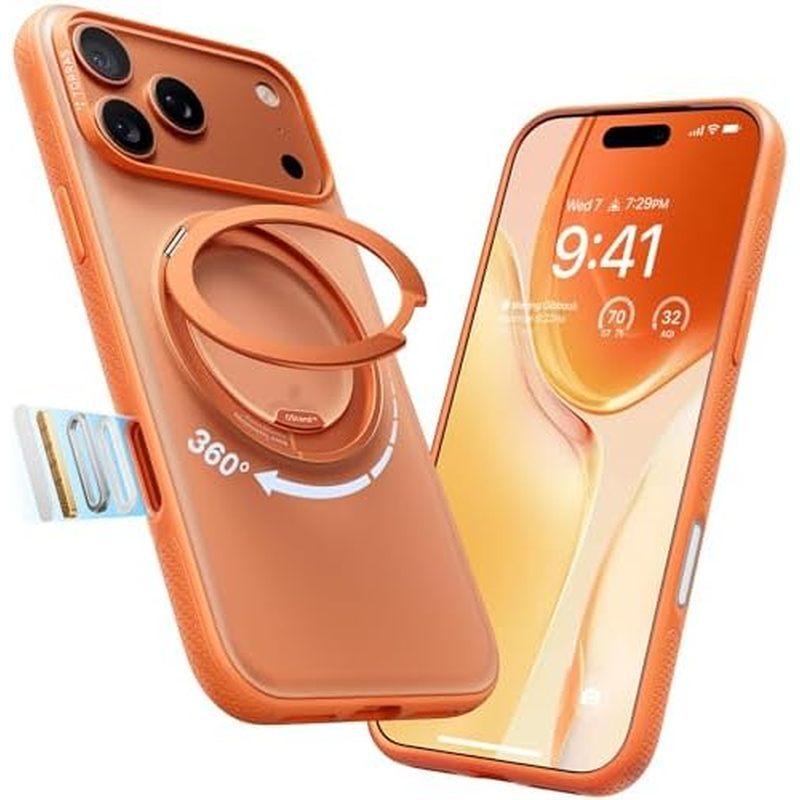 TORRAS cho iPhone 17 Pro Case 360 Giá đỡ từ tính bền O3 Fitness Series, [Phù hợp cho MagSafe] [360° 
