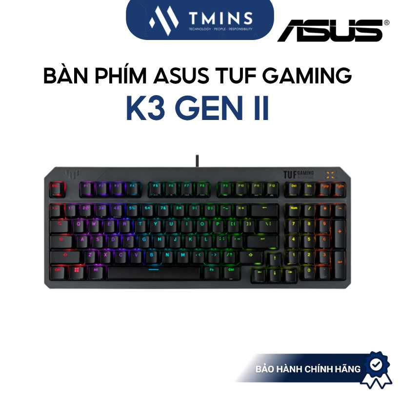 Bàn phím cơ gaming ASUS TUF Gaming K3 Gen II Red/Blue Switch 97 phím - Hàng chính hãng