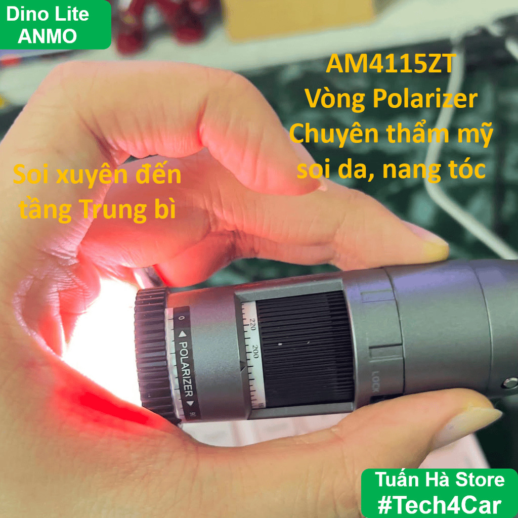 Kính hiển vi cầm tay chuyên soi da, nang tóc thẩm mỹ Dino Lite AM4113ZT, AM4115ZT Polarizer hàng cao