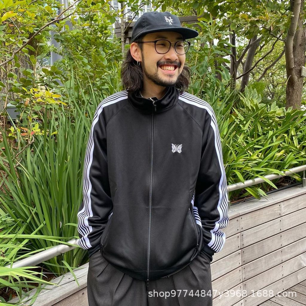 Needles Jacket Embroidered jacket AWGE Joint Name Rocky The same black and white woven jacket