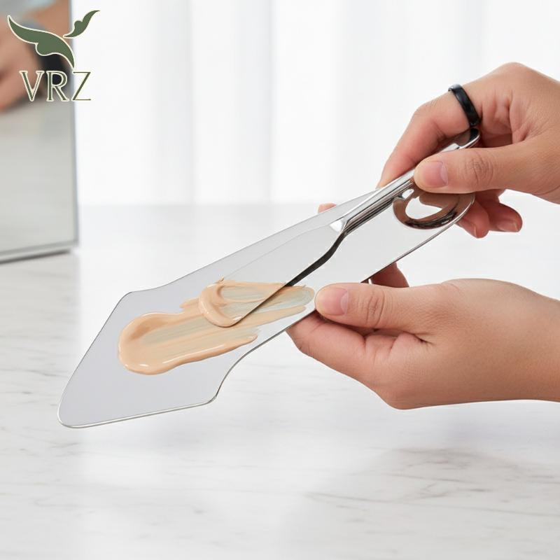 VRZ Thép không gỉ Guasha Cạp Có Túi Da Pu Kim Loại Thìa Máy Mát Xa Mặt Làm Đẹp Da Mặt Dụng Cụ Chăm S