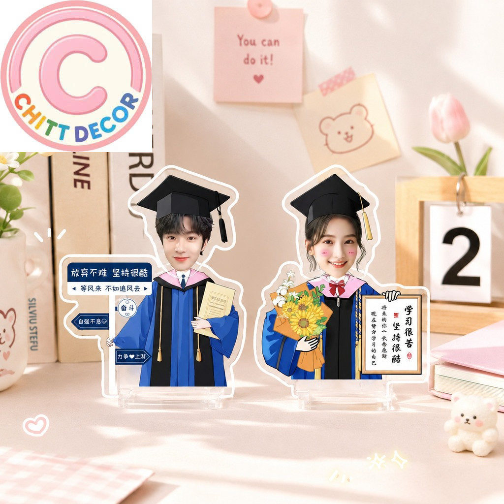 Mô hình standee lắc đầu ghép mặt học sinh tốt nghiệp chụp kỷ yếu in theo yêu cầu, mô hình chạy pin t