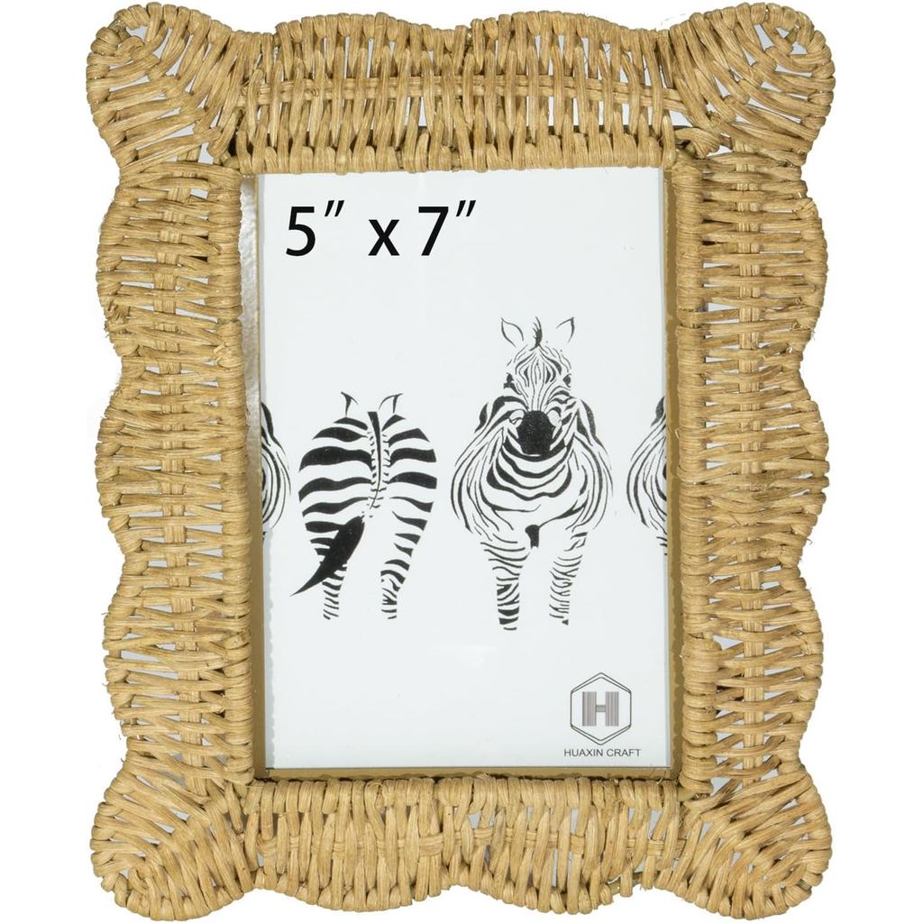 Khung ảnh dệt bấc, 5 x 7 inch với thiết kế ngựa vằn, Khung ảnh mây với phong cách Bohe để hiển thị t