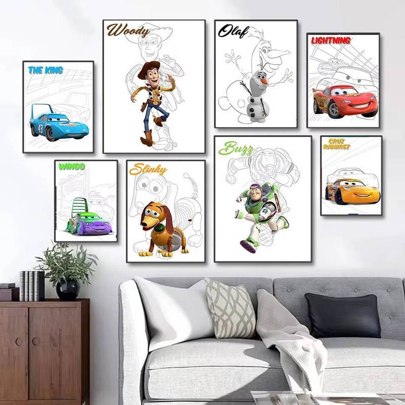 Disney Movie Characters Story Characters Poster Toy Story Cars Canvas Painting Wall Art Poster Home 