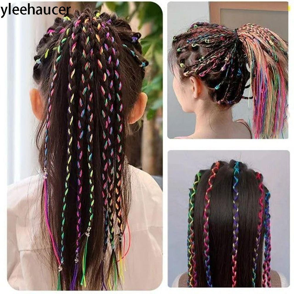 YLEEHAUCER 16 / 24 / 32 Chiếc Dây Buộc Tóc, Ruy Băng Tóc Vồng Bện Dây Tóc Nhiều Màu Sắc, Phụ Kiện Dâ