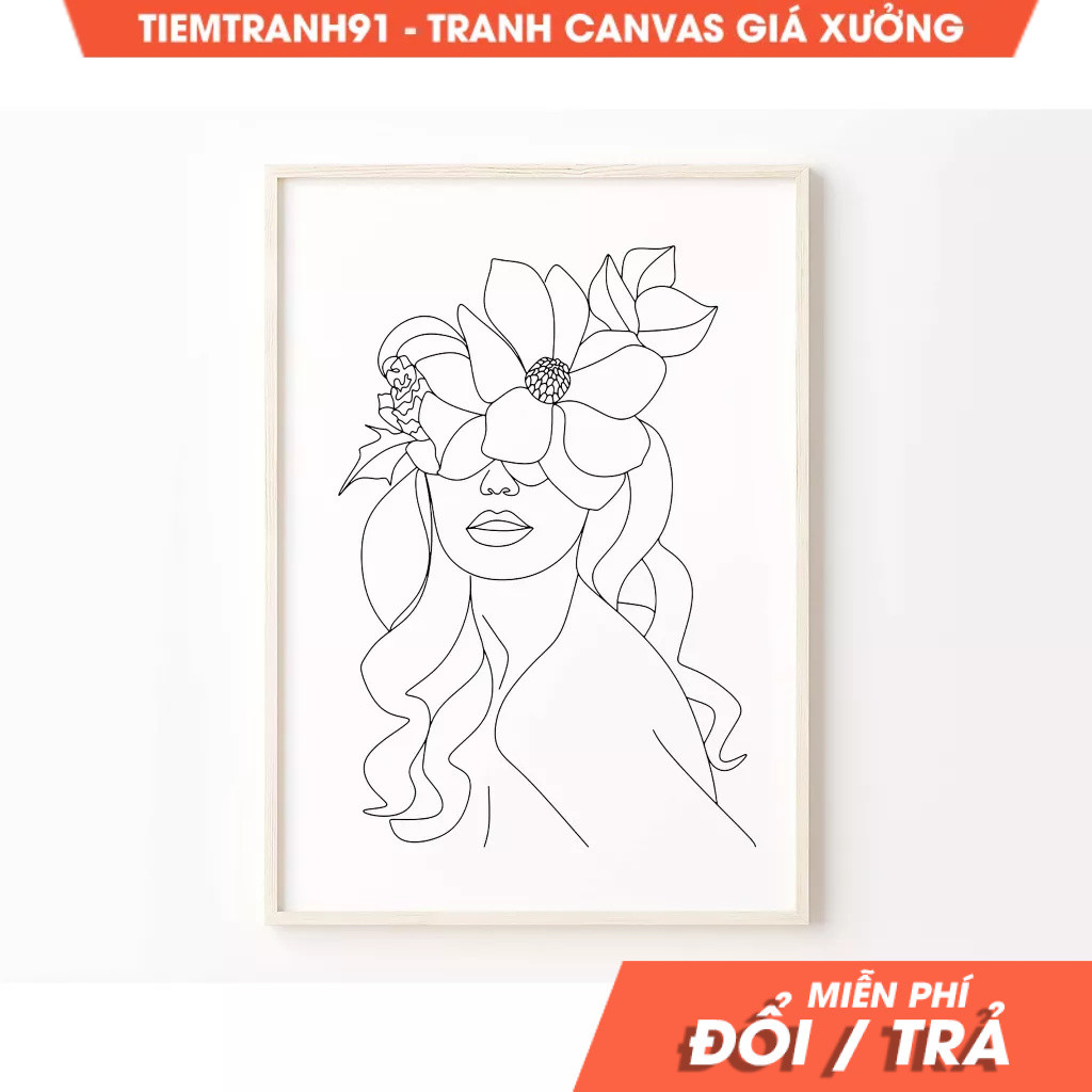 Tranh treo tường, One Line Drawing, One Line Art, Drawing Woman, Woman Line Art, One Line Portrait. 
