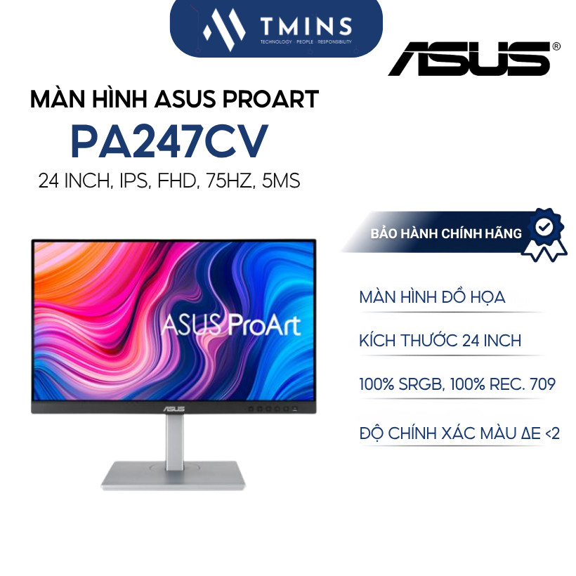 Màn hình Asus ProArt PA247CV 23.8-inch, IPS, FHD,  100% sRGB, 100% Rec. 709, Độ chính xác màu ΔE <2