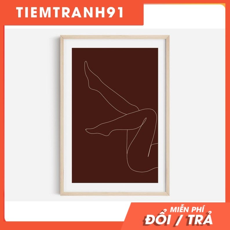 Tranh treo tường | Line art-Female line art, Burgundy print, Line Art Legs 70 , tranh canvas giá rẻ
