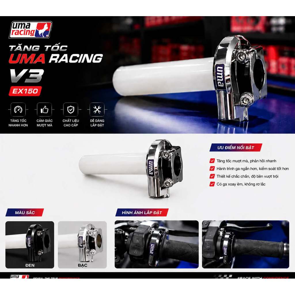 Cùm tăng tốc UMA Racing V1 - V2 - V3 y15zr exciter ex150 HÀNG CHÍNH HÃNG store_motorcycle_tpro